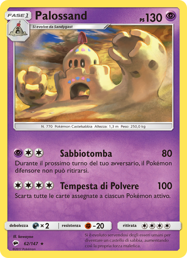 Palossand 062/169 — Burning Shadows (Italian Pokémon TCG card)