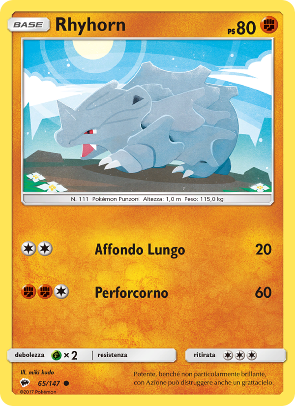 Rhyhorn 065/169 — Burning Shadows (Italian Pokémon TCG card)