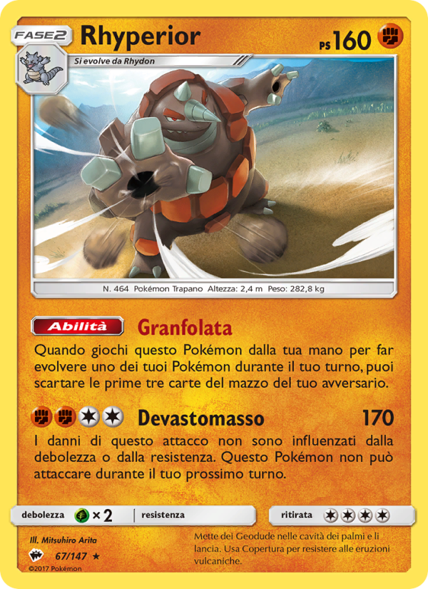 Rhyperior 067/169 — Burning Shadows (Italian Pokémon TCG card)