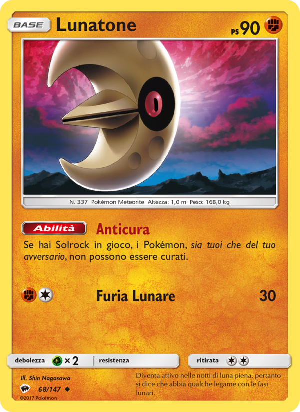 Lunatone 068/169 — Burning Shadows (Italian Pokémon TCG card)