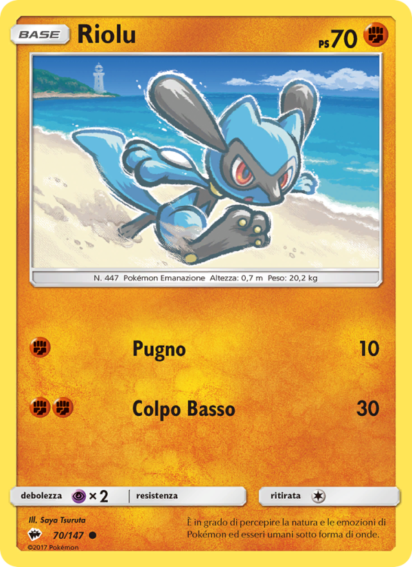 Riolu 070/169 — Burning Shadows (Italian Pokémon TCG card)
