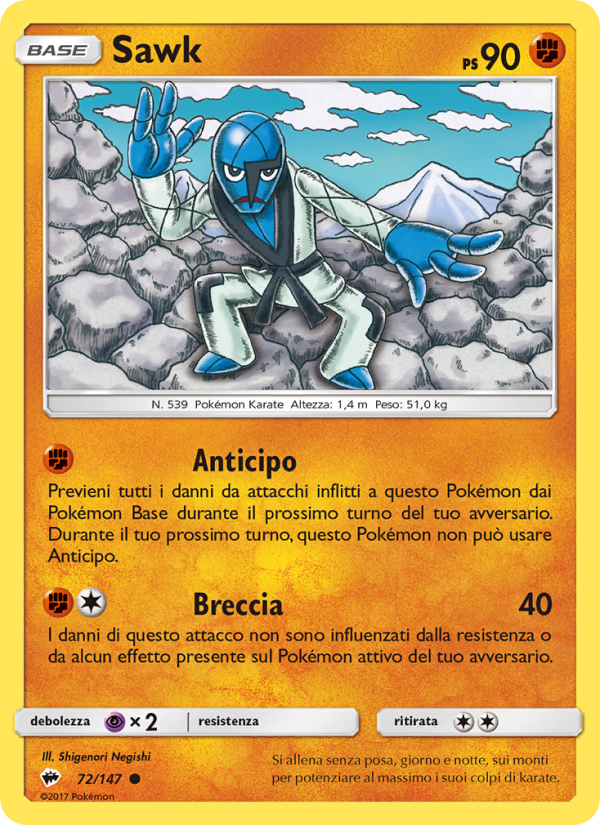 Sawk 072/169 — Burning Shadows (Italian Pokémon TCG card)