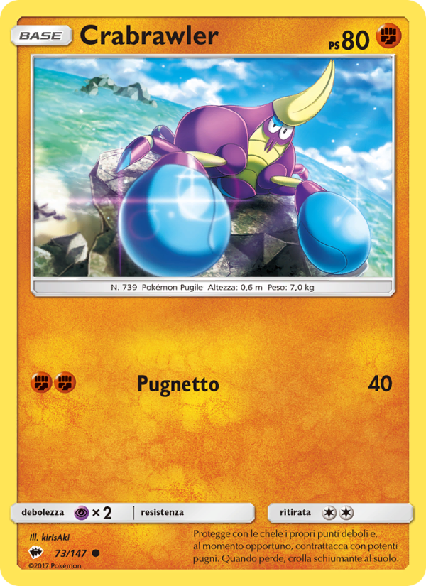 Crabrawler 073/169 — Burning Shadows (Italian Pokémon TCG card)