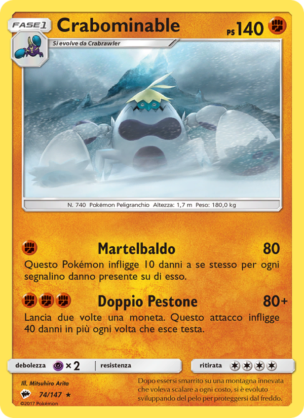 Crabominable 074/169 — Burning Shadows (Italian Pokémon TCG card)