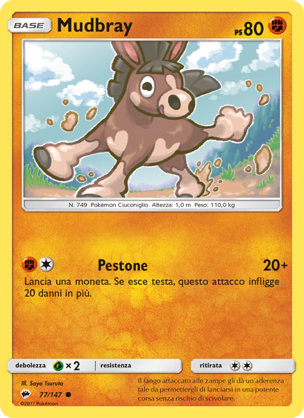 Mudbray 077/169 — Burning Shadows (Italian Pokémon TCG card)