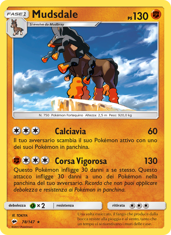 Mudsdale 078/169 — Burning Shadows (Italian Pokémon TCG card)