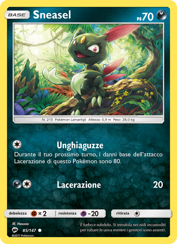 Sneasel 085/169 — Burning Shadows (Italian Pokémon TCG card)