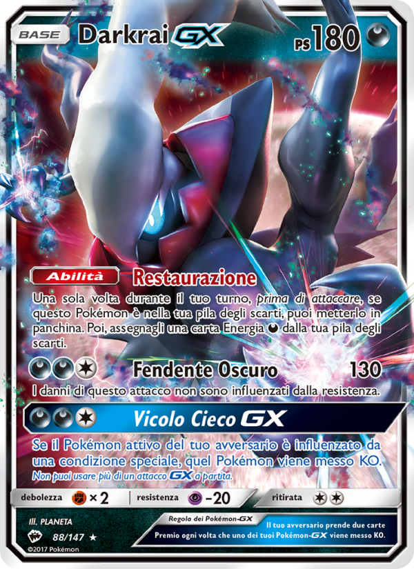 Darkrai GX 088/169 — Burning Shadows (Italian Pokémon TCG card)