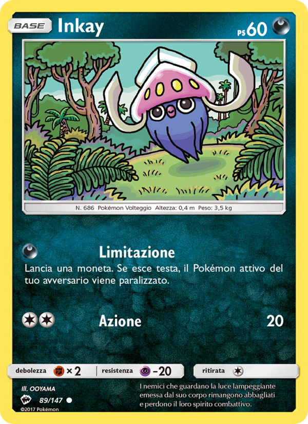 Inkay 089/169 — Burning Shadows (Italian Pokémon TCG card)