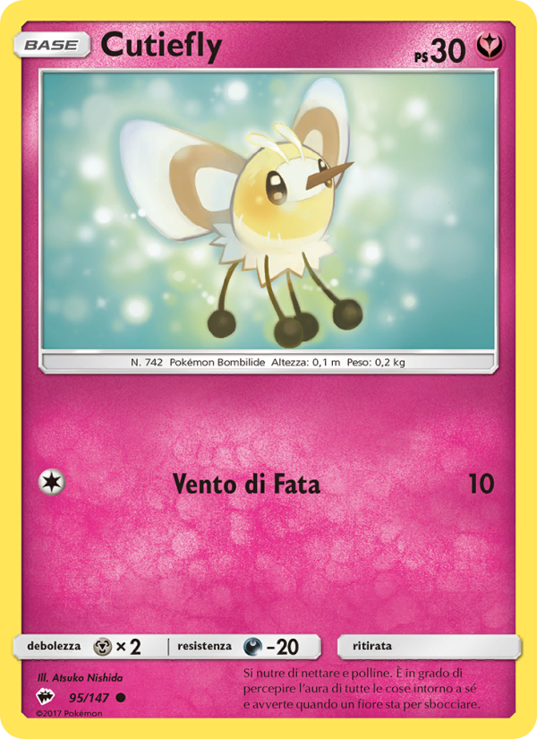 Cutiefly 095/169 — Burning Shadows (Italian Pokémon TCG card)