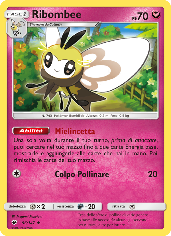 Ribombee 096/169 — Burning Shadows (Italian Pokémon TCG card)