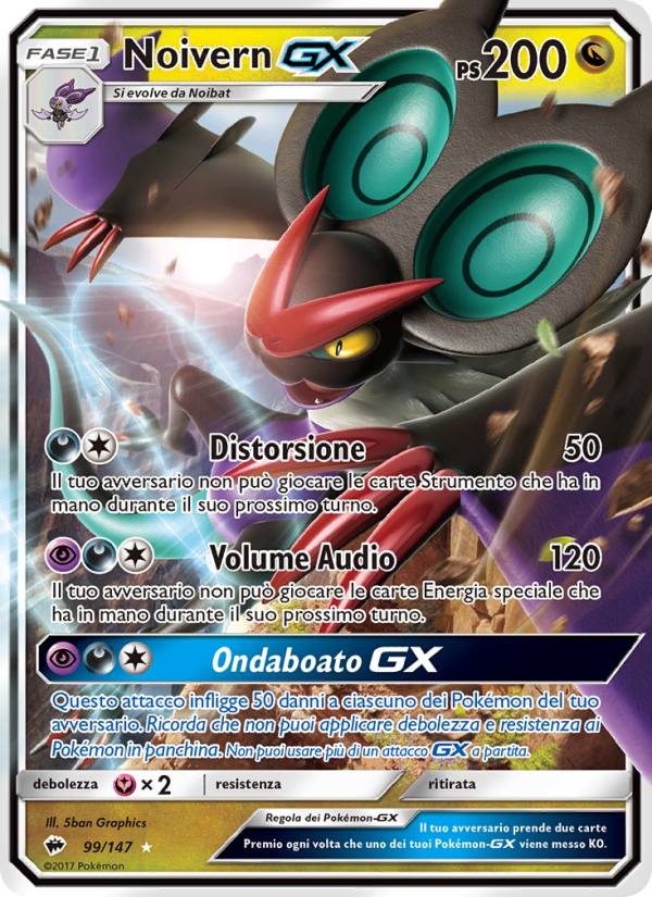Noivern GX 099/169 — Burning Shadows (Italian Pokémon TCG card)