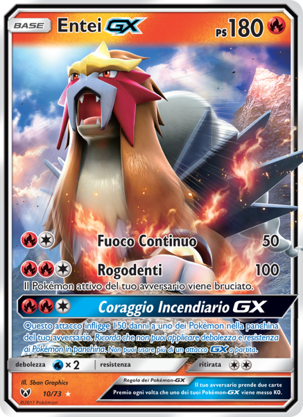 Entei GX 010/78 — Shining Legends (Italian Pokémon TCG card)