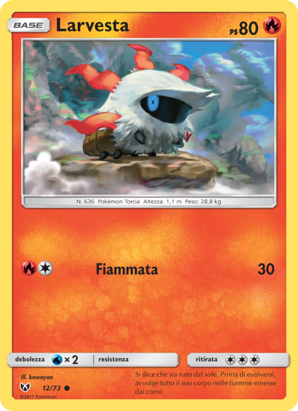 Larvesta 012/78 — Shining Legends (Italian Pokémon TCG card)