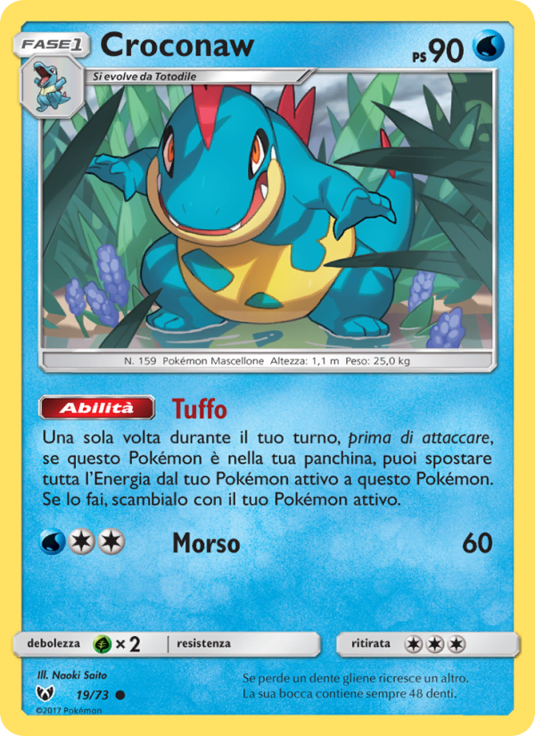 Croconaw 019/78 — Shining Legends (Italian Pokémon TCG card)