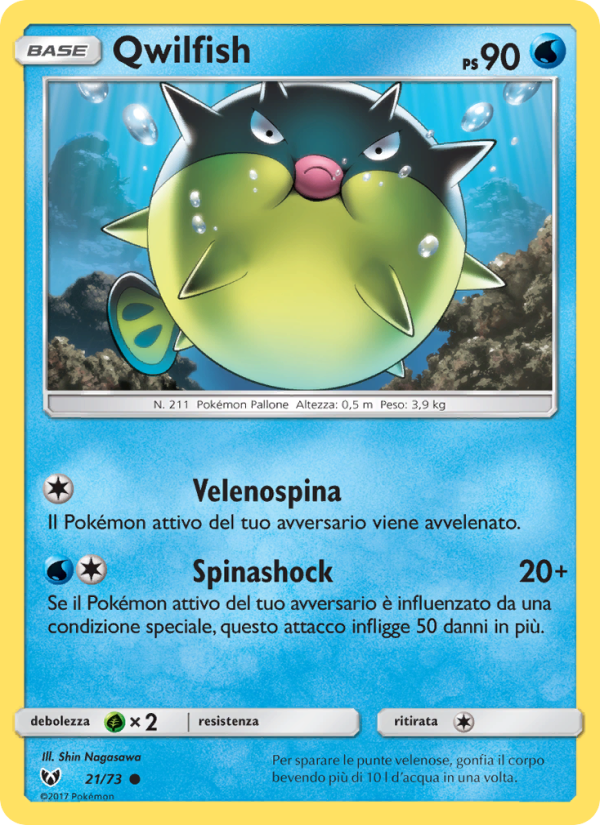 Qwilfish 021/78 — Shining Legends (Italian Pokémon TCG card)