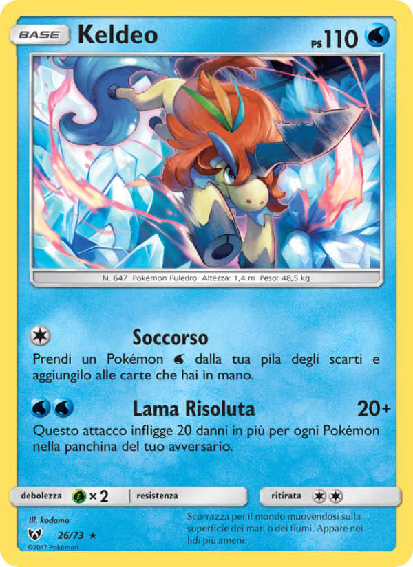 Keldeo 026/78 — Shining Legends (Italian Pokémon TCG card)
