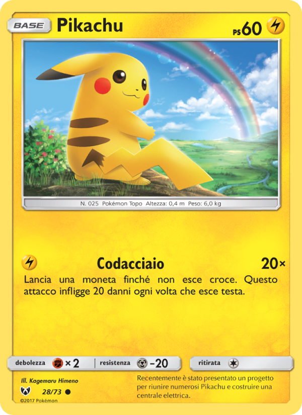 Pikachu 028/78 — Shining Legends (Italian Pokémon TCG card)