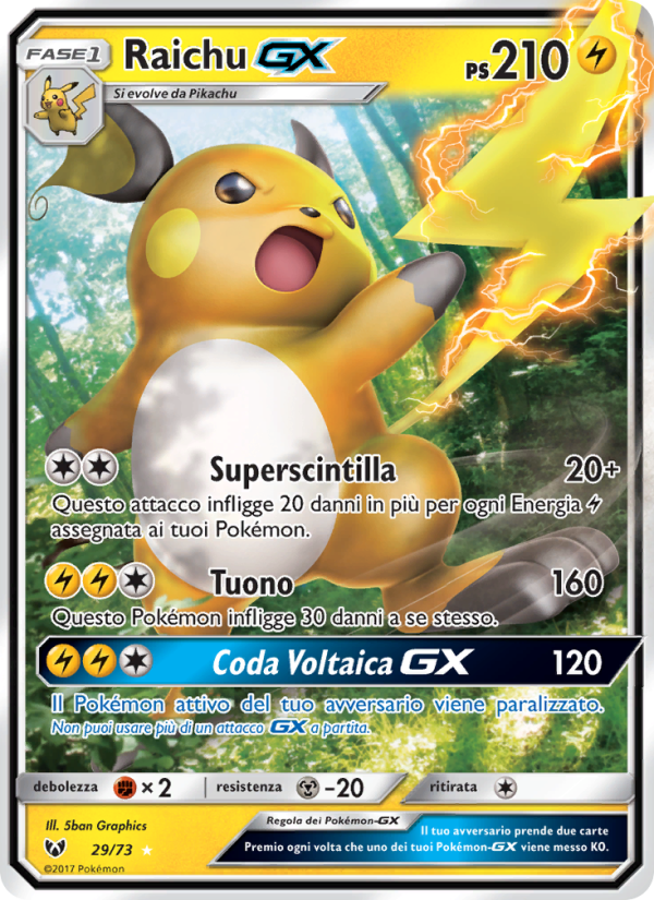 Raichu GX 029/78 — Shining Legends (Italian Pokémon TCG card)