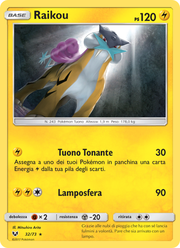 Raikou 032/78 — Shining Legends (Italian Pokémon TCG card)