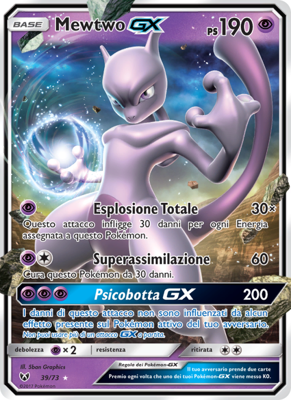 Mewtwo GX 039/78 — Shining Legends (Italian Pokémon TCG card)