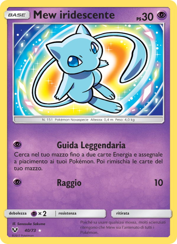Mew iridescente 040/78 — Shining Legends (Italian Pokémon TCG card)