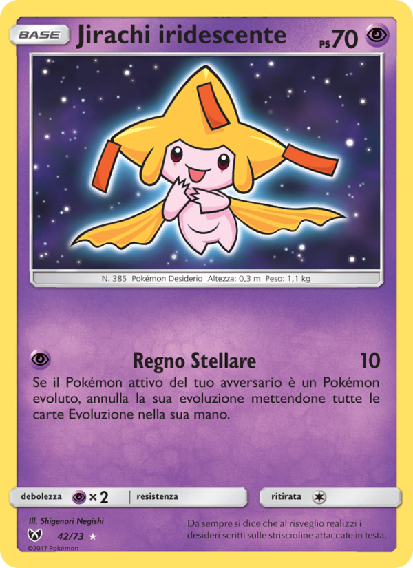 Jirachi iridescente 042/78 — Shining Legends (Italian Pokémon TCG card)