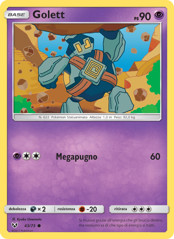 Golett 043/78 — Shining Legends (Italian Pokémon TCG card)