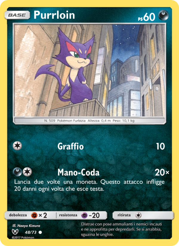 Purrloin 048/78 — Shining Legends (Italian Pokémon TCG card)