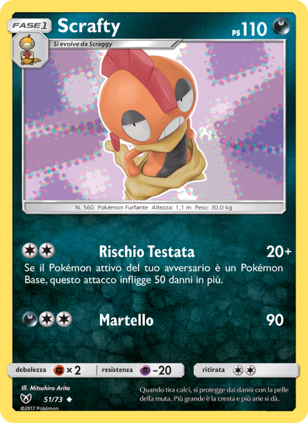 Scrafty 051/78 — Shining Legends (Italian Pokémon TCG card)