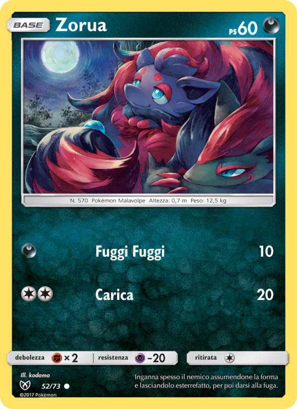 Zorua 052/78 — Shining Legends (Italian Pokémon TCG card)