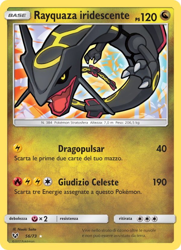 Rayquaza iridescente 056/78 — Shining Legends (Italian Pokémon TCG card)