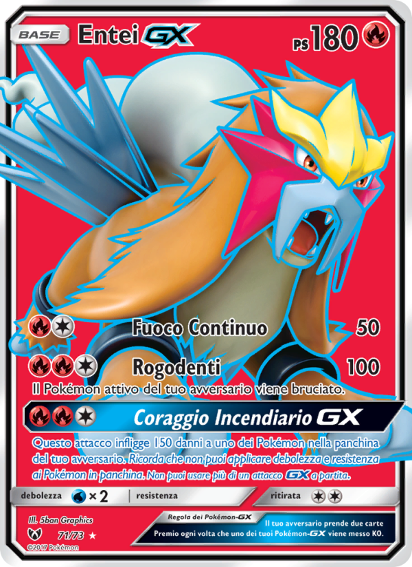 Entei GX 071/78 — Shining Legends (Italian Pokémon TCG card)