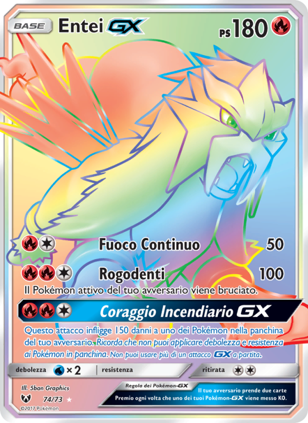 Entei GX 074/78 — Shining Legends (Italian Pokémon TCG card)