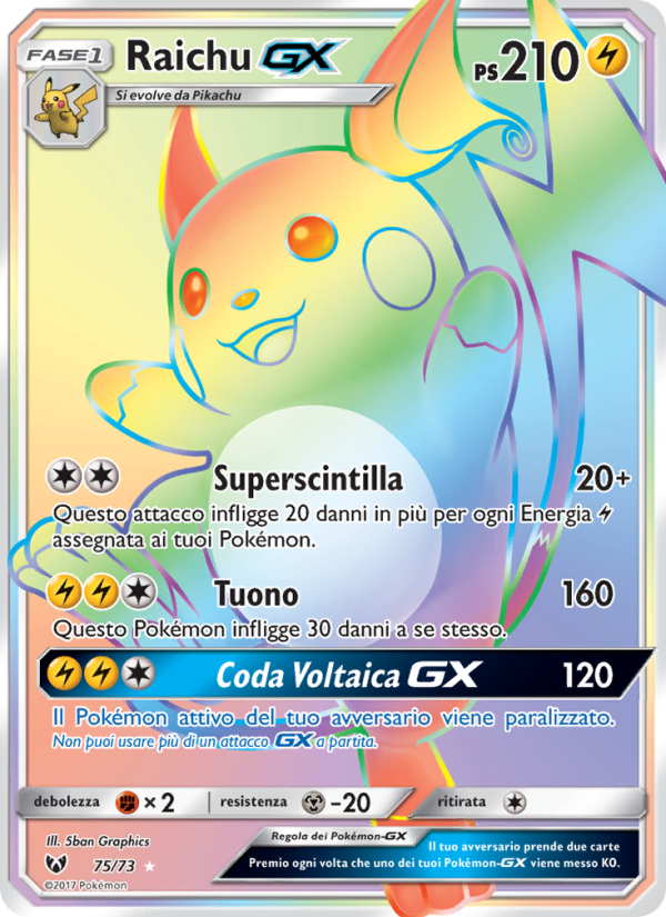 Raichu GX 075/78 — Shining Legends (Italian Pokémon TCG card)