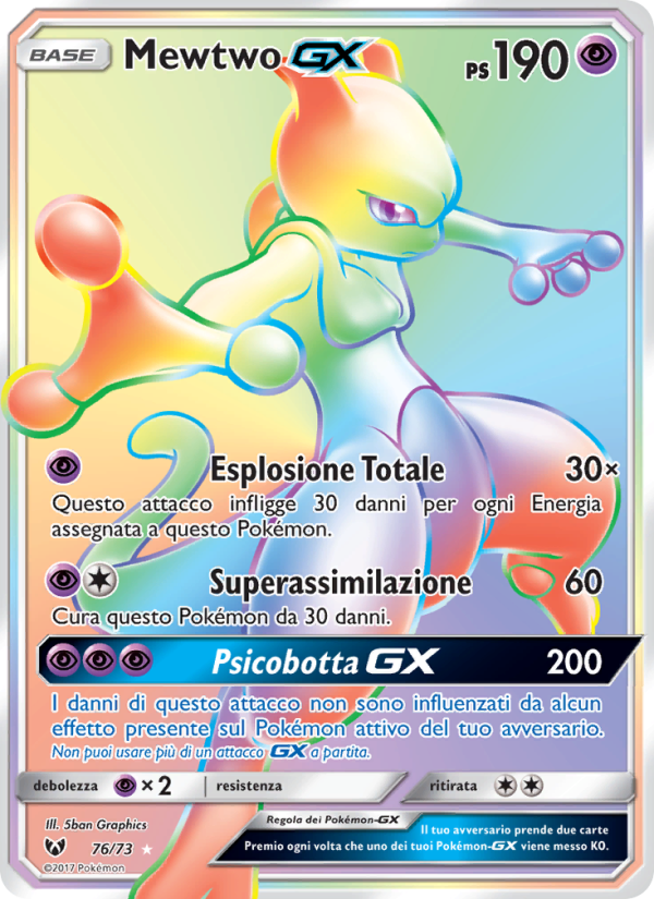 Mewtwo GX 076/78 — Shining Legends (Italian Pokémon TCG card)