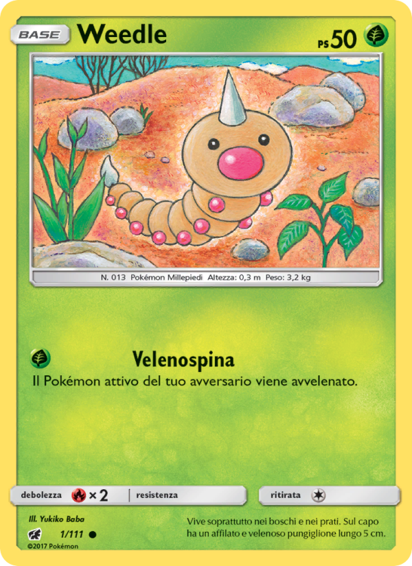 Weedle 001/124 — Crimson Invasion (Italian Pokémon TCG card)