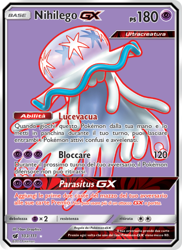 Nihilego GX 103/124 — Crimson Invasion (Italian Pokémon TCG card)