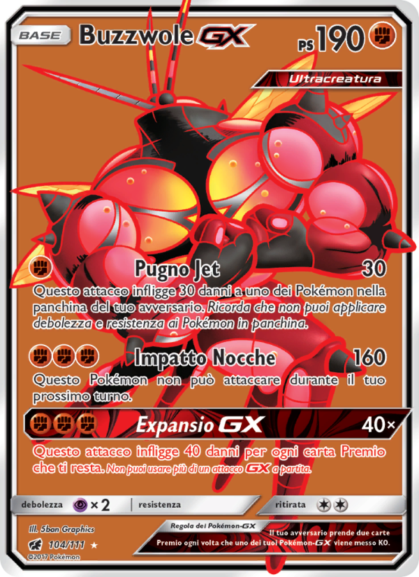 Buzzwole GX 104/124 — Crimson Invasion (Italian Pokémon TCG card)