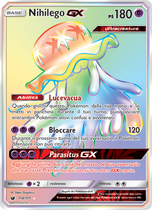 Nihilego GX 114/124 — Crimson Invasion (Italian Pokémon TCG card)