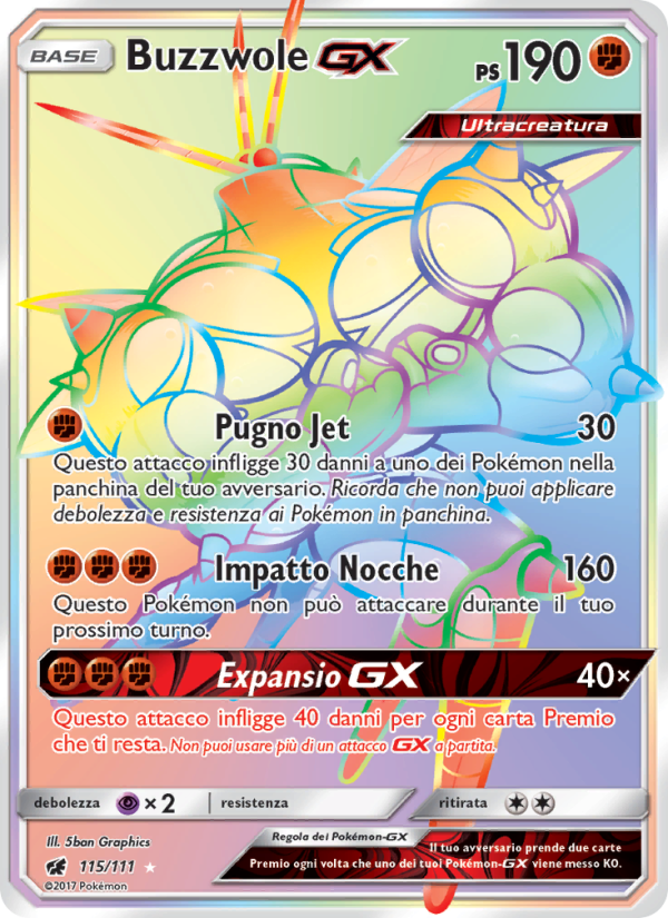 Buzzwole GX 115/124 — Crimson Invasion (Italian Pokémon TCG card)