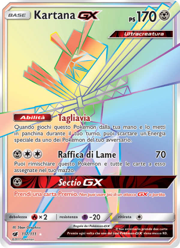 Kartana GX 117/124 — Crimson Invasion (Italian Pokémon TCG card)