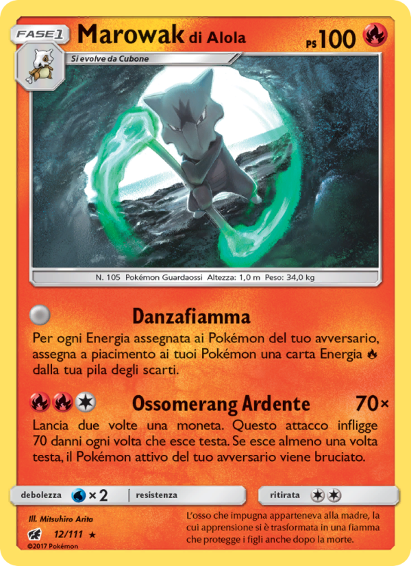 Marowak di Alola 012/124 — Crimson Invasion (Italian Pokémon TCG card)