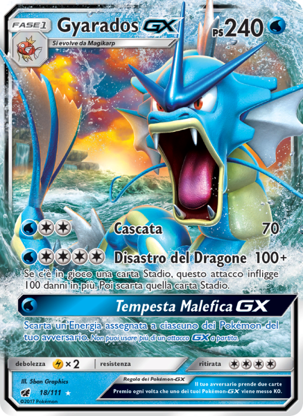 Gyarados GX 018/124 — Crimson Invasion (Italian Pokémon TCG card)