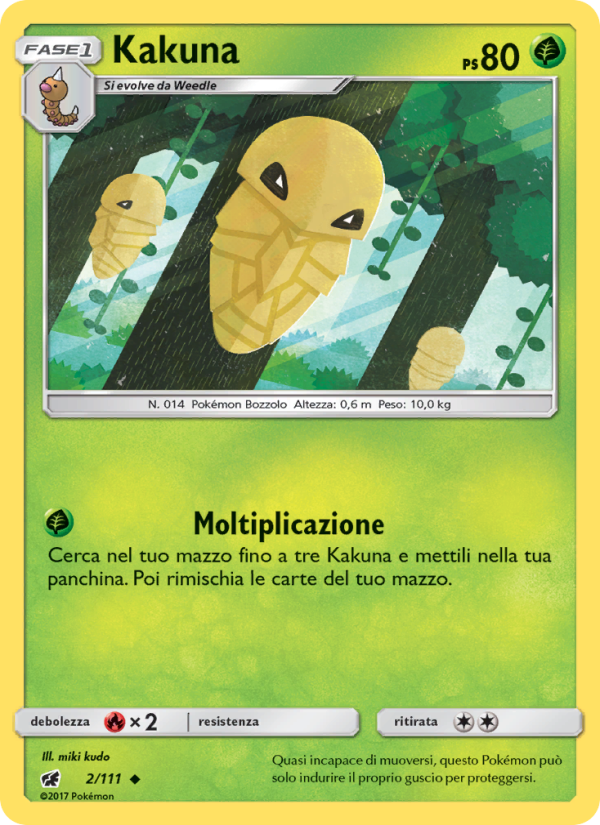 Kakuna 002/124 — Crimson Invasion (Italian Pokémon TCG card)