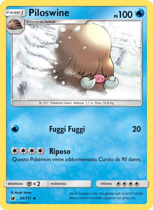 Piloswine 020/124 — Crimson Invasion (Italian Pokémon TCG card)