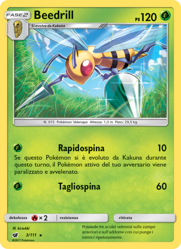 Beedrill 003/124 — Crimson Invasion (Italian Pokémon TCG card)