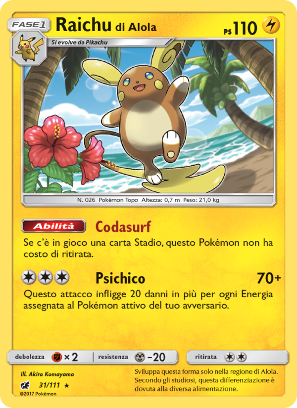 Raichu di Alola 031/124 — Crimson Invasion (Italian Pokémon TCG card)