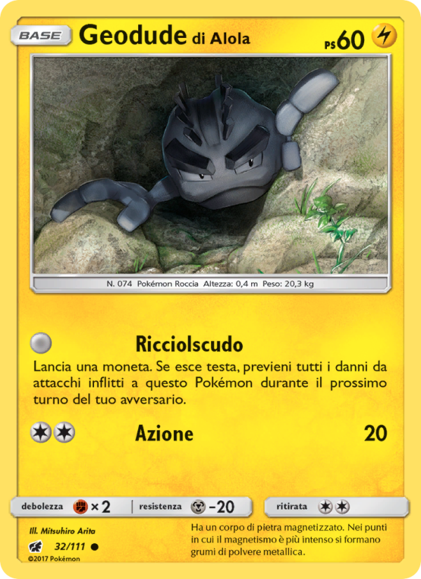 Geodude di Alola 032/124 — Crimson Invasion (Italian Pokémon TCG card)