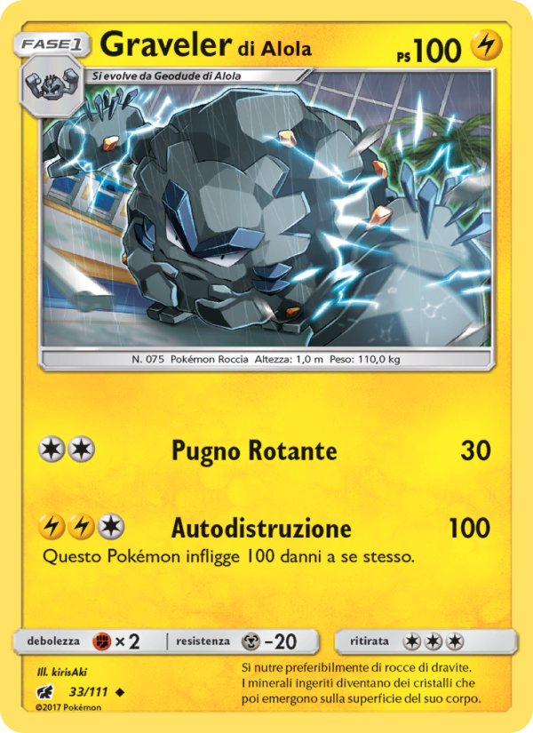 Graveler di Alola 033/124 — Crimson Invasion (Italian Pokémon TCG card)